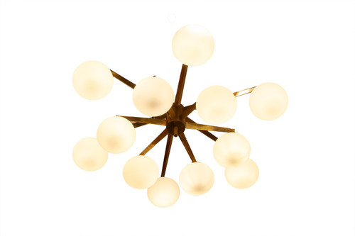 Angelo Lelli. Chandelier in brass and opaline. Contemporary. LS54392108A