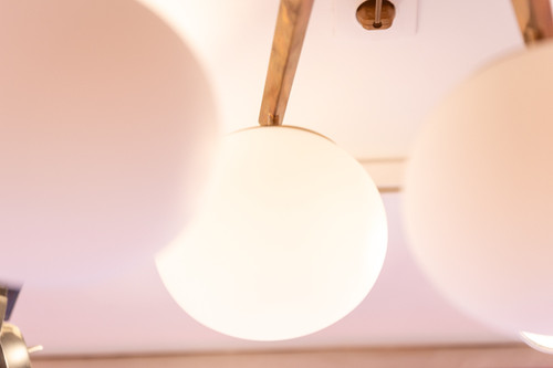 Angelo Lelli. Chandelier in brass and opaline. Contemporary. LS54392108A