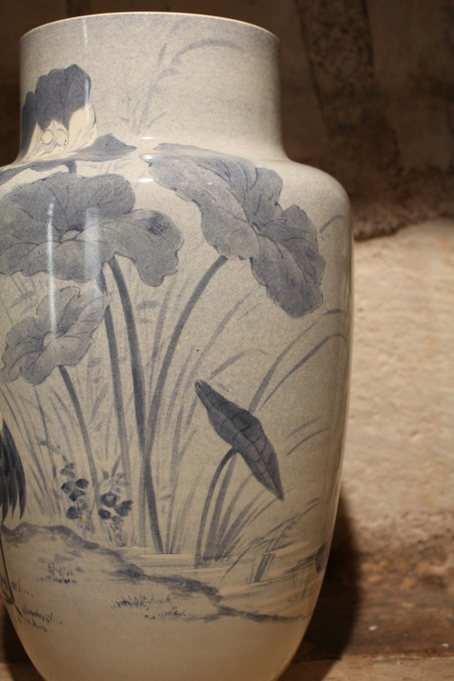 Large earthenware vase from Lunéville (Keller and Guérin) circa 1900-1920