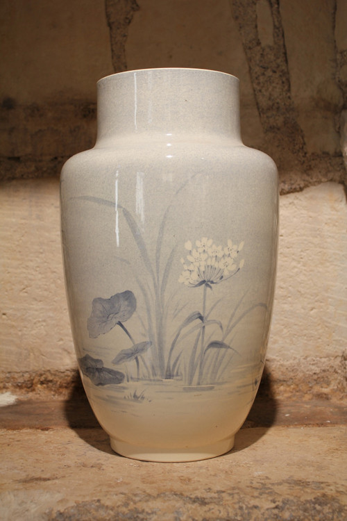 Large earthenware vase from Lunéville (Keller and Guérin) circa 1900-1920