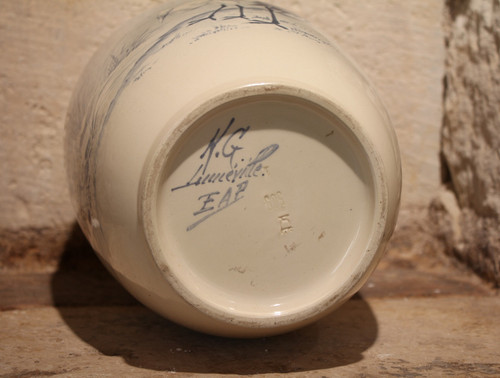 Large earthenware vase from Lunéville (Keller and Guérin) circa 1900-1920