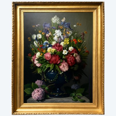 Des fleurs grand tableau par Joseph Amouroux  daté 1879