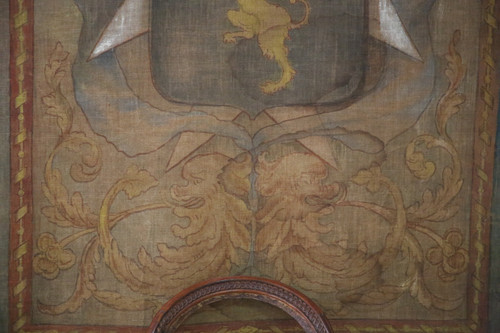 Bedeutende bemalte Leinwand mit Wappen, Italien, 18. Jahrhundert