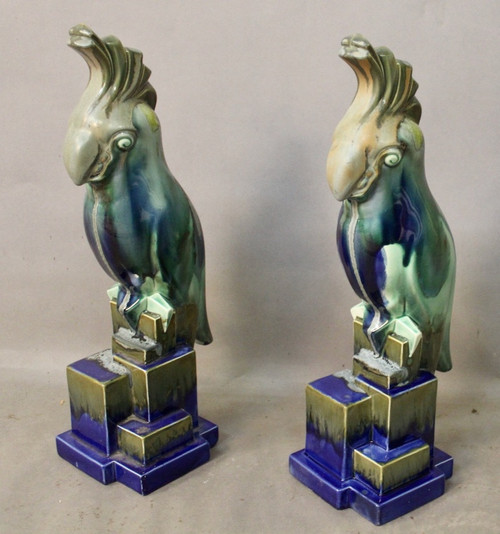 Paire De Cacatoès Art Deco Onnaing