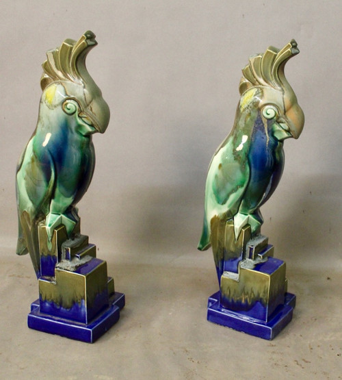Paire De Cacatoès Art Deco Onnaing