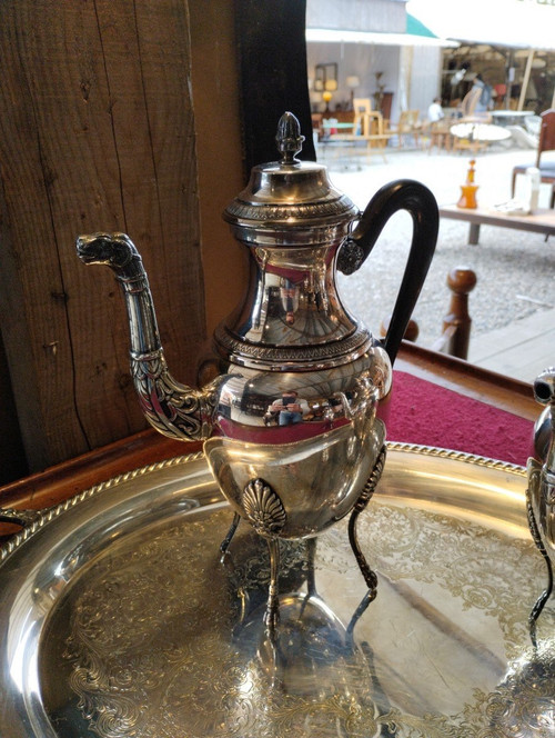 Coffee And Tea Service - Silver Metal - Empire - Late 19th Century.