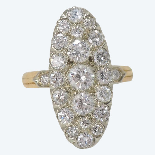 Anello bicolore in oro e diamanti