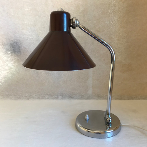 Schreibtischlampe aus Metall und Chrom, Italien 1950er Jahre