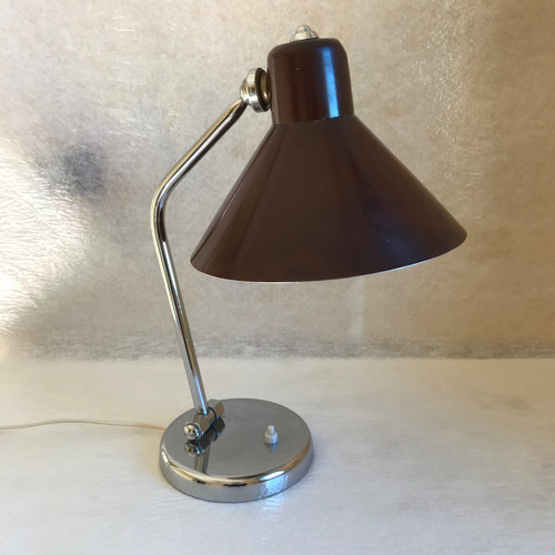 Schreibtischlampe aus Metall und Chrom, Italien 1950er Jahre