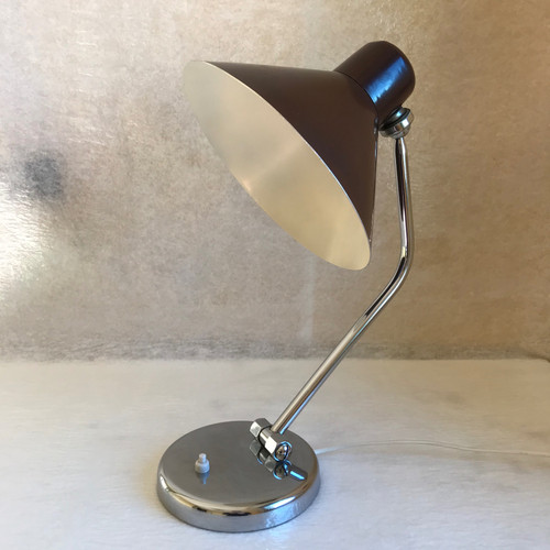 Schreibtischlampe aus Metall und Chrom, Italien 1950er Jahre