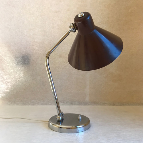 Schreibtischlampe aus Metall und Chrom, Italien 1950er Jahre