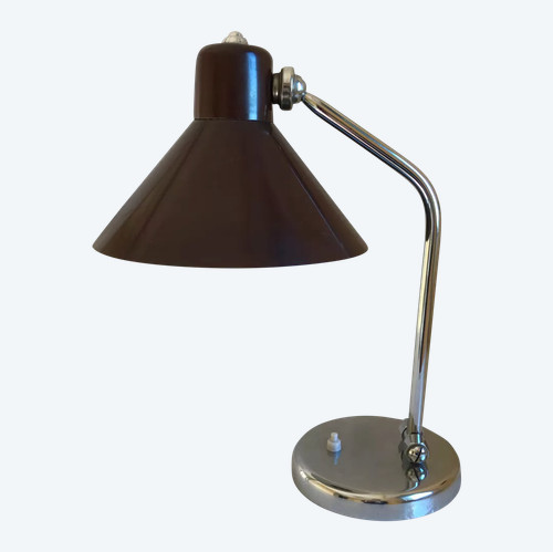 Schreibtischlampe aus Metall und Chrom, Italien 1950er Jahre