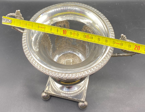 COPPA IN ARGENTO CON VECCHIO E CRISTALLO, FRANCESE 1819/38