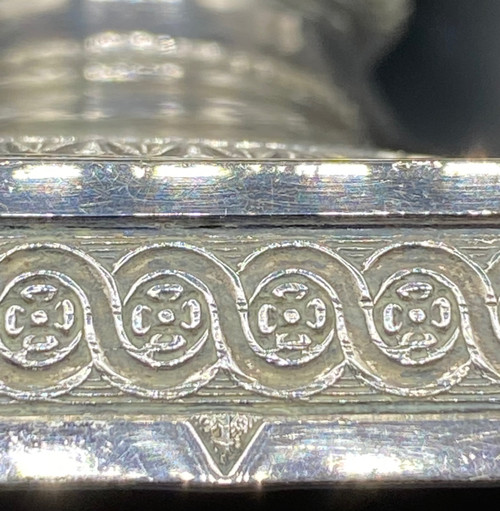 COPPA IN ARGENTO CON VECCHIO E CRISTALLO, FRANCESE 1819/38
