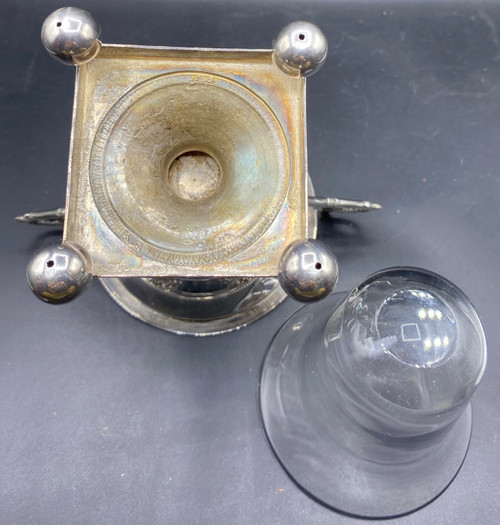 COPPA IN ARGENTO CON VECCHIO E CRISTALLO, FRANCESE 1819/38