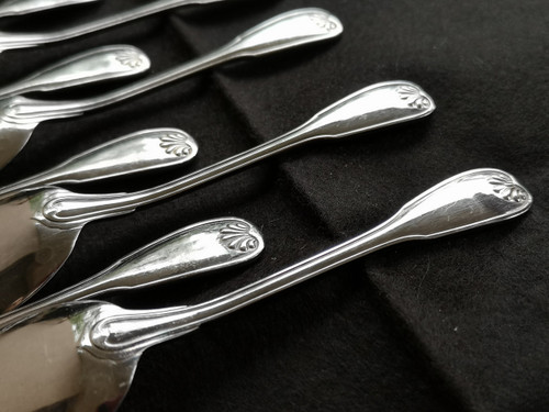 12 individual Ravinet Denfert ice cream spoons Shell model