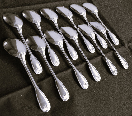12 individual Ravinet Denfert ice cream spoons Shell model
