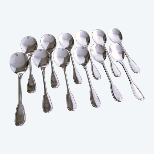 12 individual Ravinet Denfert ice cream spoons Shell model