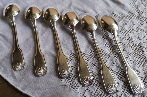 6 silver-plated mocha spoons shell model goldsmith Orbrille
