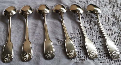 6 silver-plated mocha spoons shell model goldsmith Orbrille