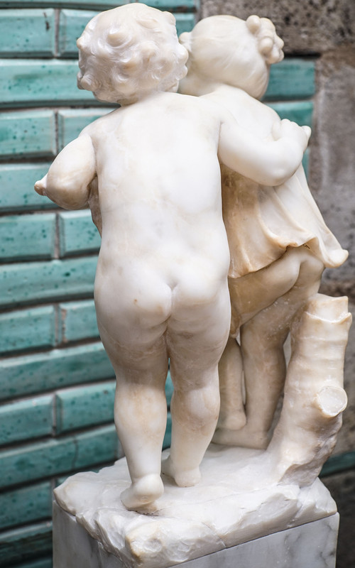COPPIA DI BAMBINI marmo alabastro