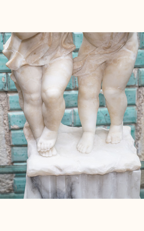 COPPIA DI BAMBINI marmo alabastro