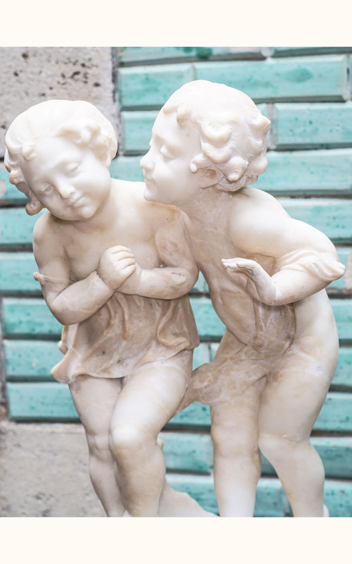 COPPIA DI BAMBINI marmo alabastro