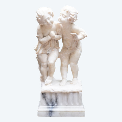 COPPIA DI BAMBINI marmo alabastro