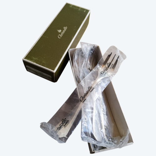 12 fourchettes à gâteaux en métal argenté modèle América orfèvrerie Christofle