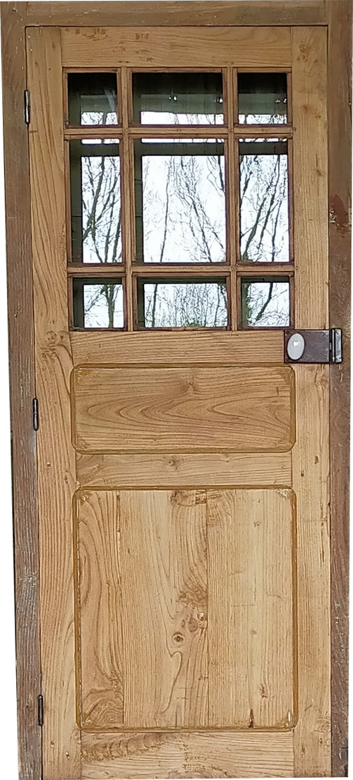 Porte d'Entrée Ou Porte De Communication Vitrée Ancienne 9 Carreaux Avec Son Cadre