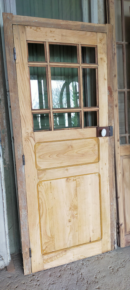 Porte d'Entrée Ou Porte De Communication Vitrée Ancienne 9 Carreaux Avec Son Cadre