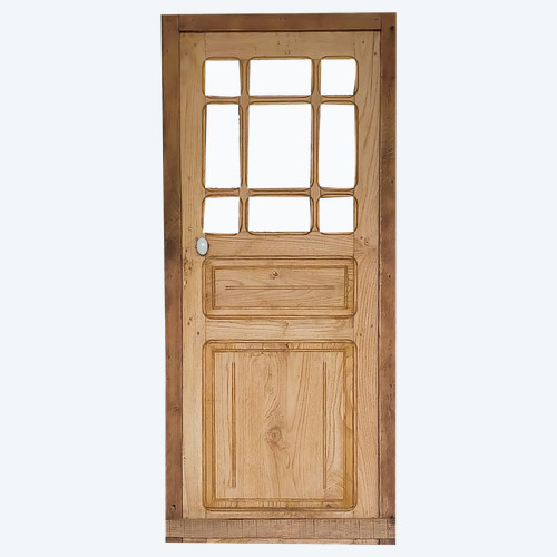 Porte d'Entrée Ou Porte De Communication Vitrée Ancienne 9 Carreaux Avec Son Cadre