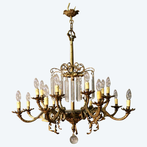 Lampadario in bronzo con 16 fari