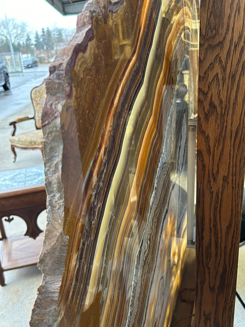 Importante Tranche D’agate - Dimensions H 118 X L 134 Cm Minéraux Décoratif 