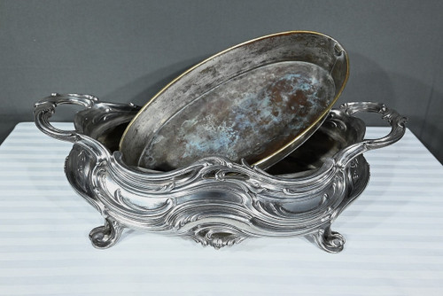 Blumenkasten aus versilberter Bronze, Victor Saglier, Jugendstil - Ende XIX.
