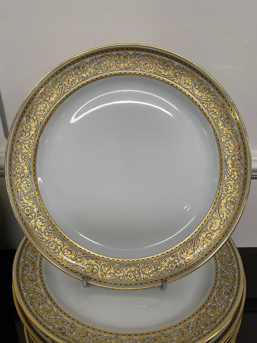 Bernardaud - Set di 24 piatti d'oro in porcellana di Limoges