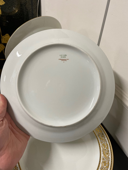 Bernardaud - Set di 24 piatti d'oro in porcellana di Limoges