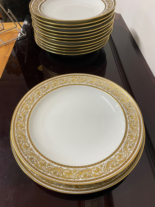Bernardaud - Set di 24 piatti d'oro in porcellana di Limoges