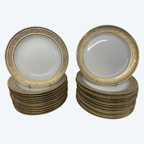 Bernardaud - Set di 24 piatti d'oro in porcellana di Limoges