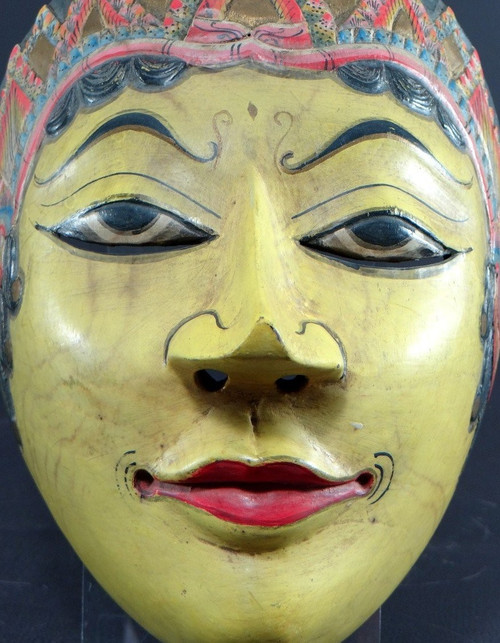 Indonesia, Java Island, Mid 20th century, Wayang Topeng Polychrome Wooden Theater Mask.