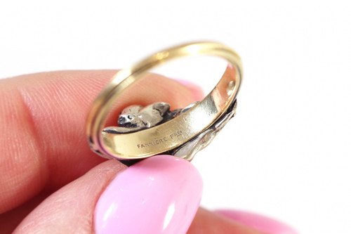 Fannière Frères angel ring in 18k gold and silver, Antique signed Fanniere frere ring, angel