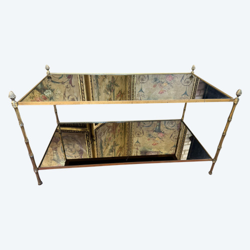TABLE BASSE EN VERRE EGLOMISE 20ème 