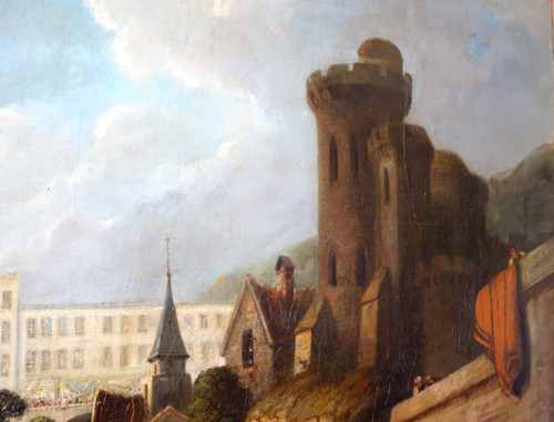 Caprice architectural by J. Paul Martin - large oil on canvas dated 1857 - 91cm x 124cm