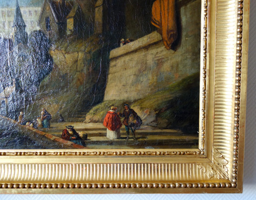 Caprice architectural by J. Paul Martin - large oil on canvas dated 1857 - 91cm x 124cm