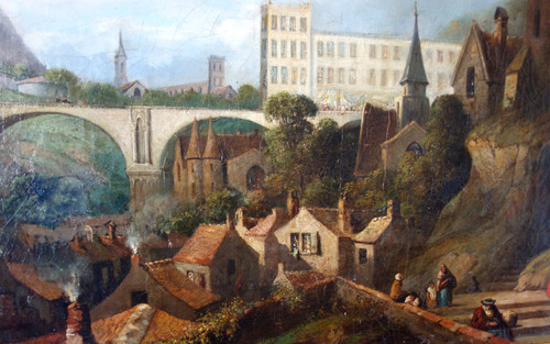 Caprice architectural by J. Paul Martin - large oil on canvas dated 1857 - 91cm x 124cm