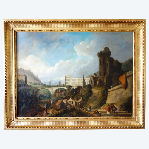 Caprice architectural by J. Paul Martin - large oil on canvas dated 1857 - 91cm x 124cm