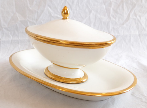 Pair of white and gold Sèvres porcelain sauce boats from the early 19th century - 1820 - signed