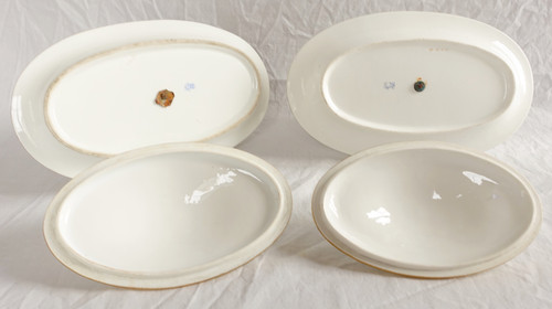 Pair of white and gold Sèvres porcelain sauce boats from the early 19th century - 1820 - signed
