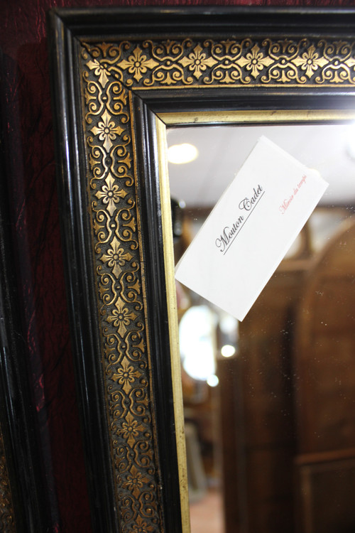 28 X 34 Cm, Paire De Miroirs Rectangle Napoléon III, Noir Et Or 