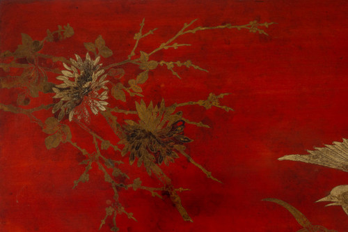 Tavolino in lacca e ferro dorato. Circa 1950. LS5874250H